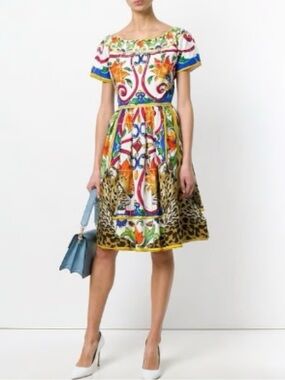 Dolce & Gabbana Majolica Print Midi Dress